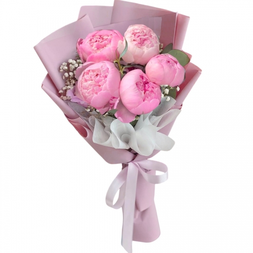 5 Pembe Şakayık Buketi