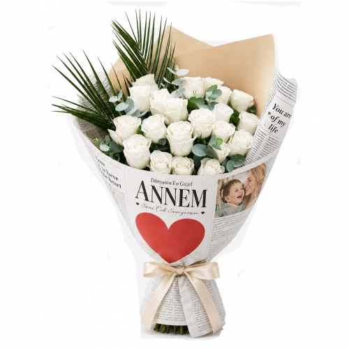 Annelere Özel 20 Beyaz Gül Buketi