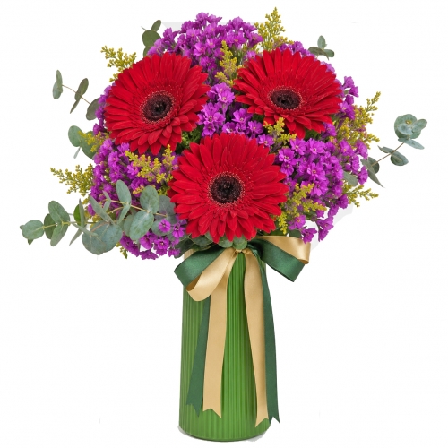 Yeşil Vazoda Gerbera ve Hüsnü Yusuf