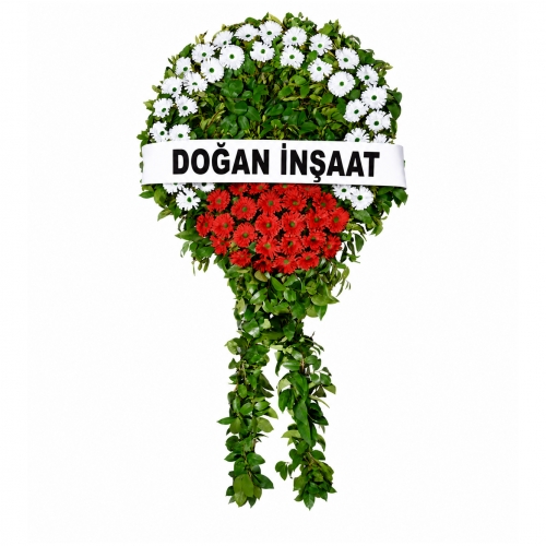 Cenaze Çelengi Kırmızı Beyaz Gerbera