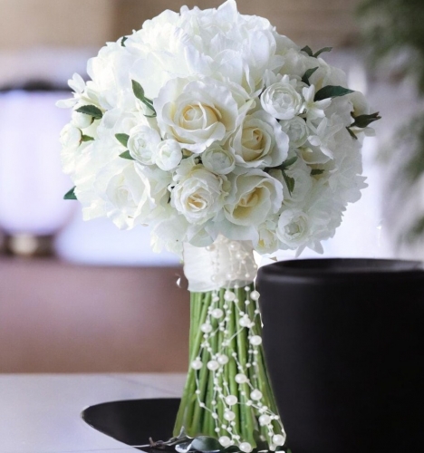 Gelin Buketi 10 Şakayık ve 10 Beyaz Gül - Canlı